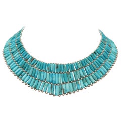 Turquoise and Sterling Collar Necklace