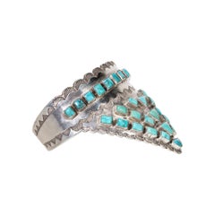 Bracelet manchette en turquoise et argent