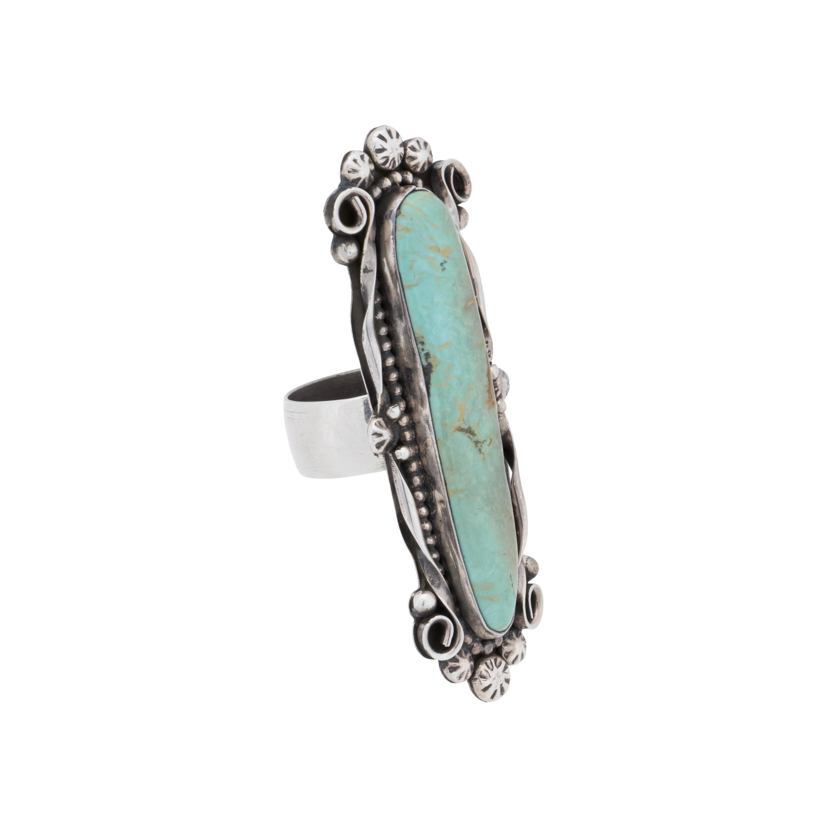 Türkis und Sterling-Ring (Alteuropäischer Brillantschliff) im Angebot