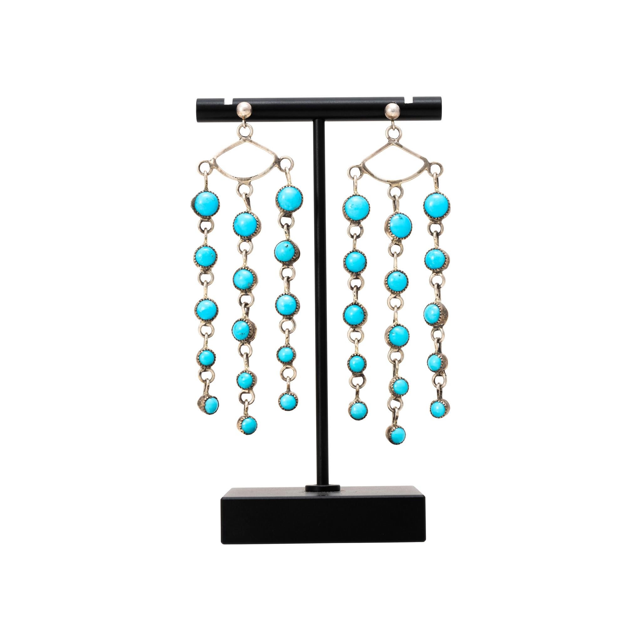 Perlina Orecchini Chandelier in turchese e argento sterling in vendita