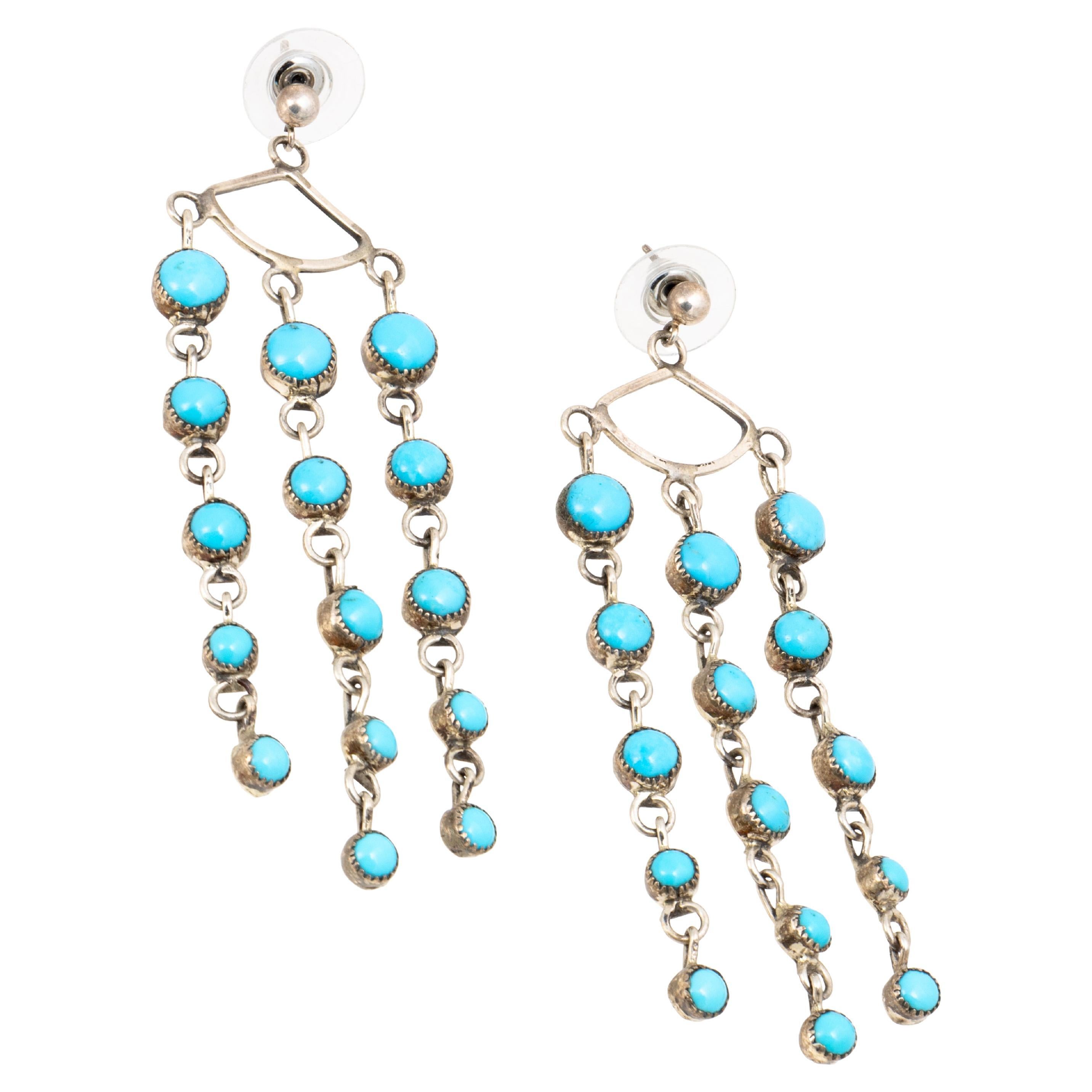 Orecchini Chandelier in turchese e argento sterling in vendita