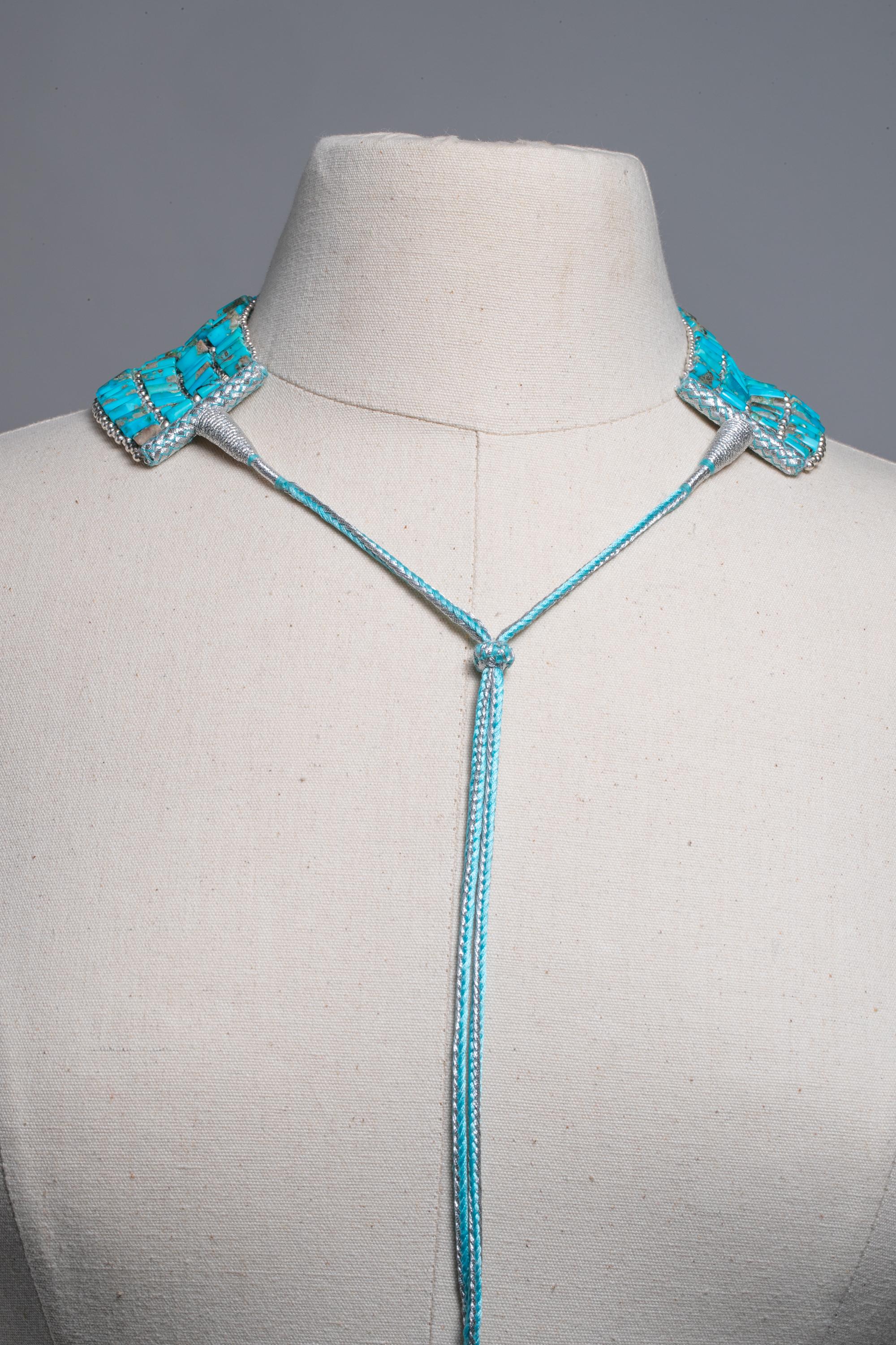 Turquoise and Sterling Silver Choker Necklace 1