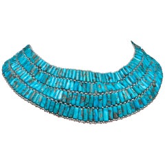 Turquoise and Sterling Silver Choker Necklace