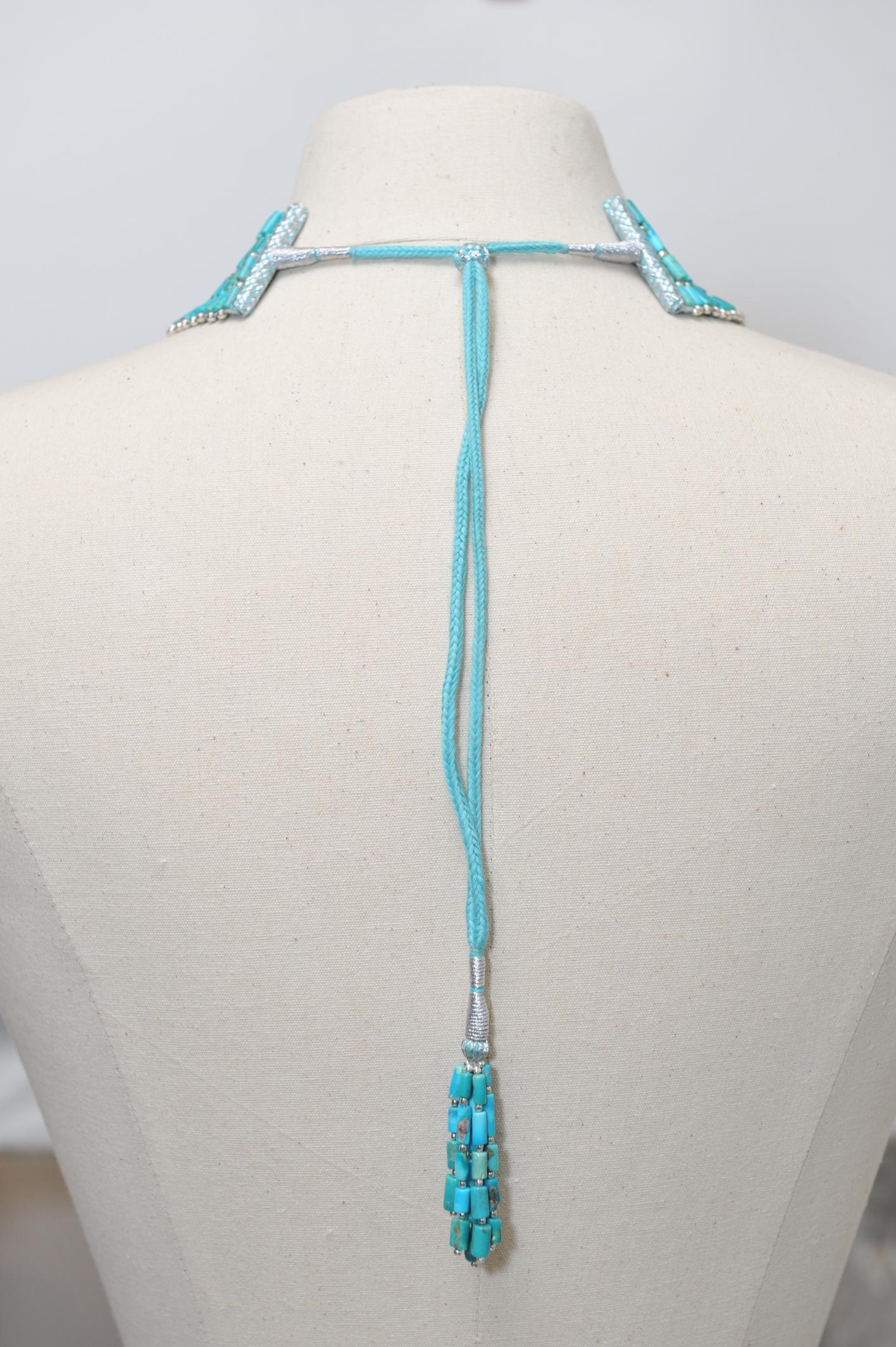 Women's or Men's Turquoise and Sterling Silver Collar Necklace
