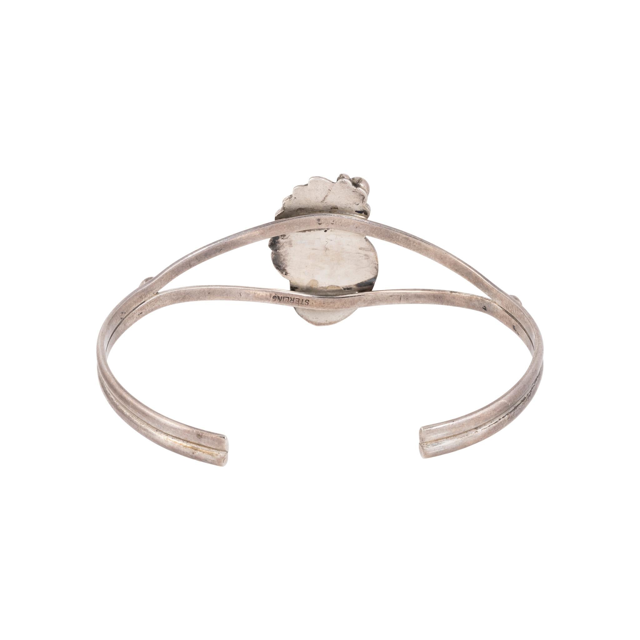 Taglio ovale Bracciale in turchese e argento sterling in vendita