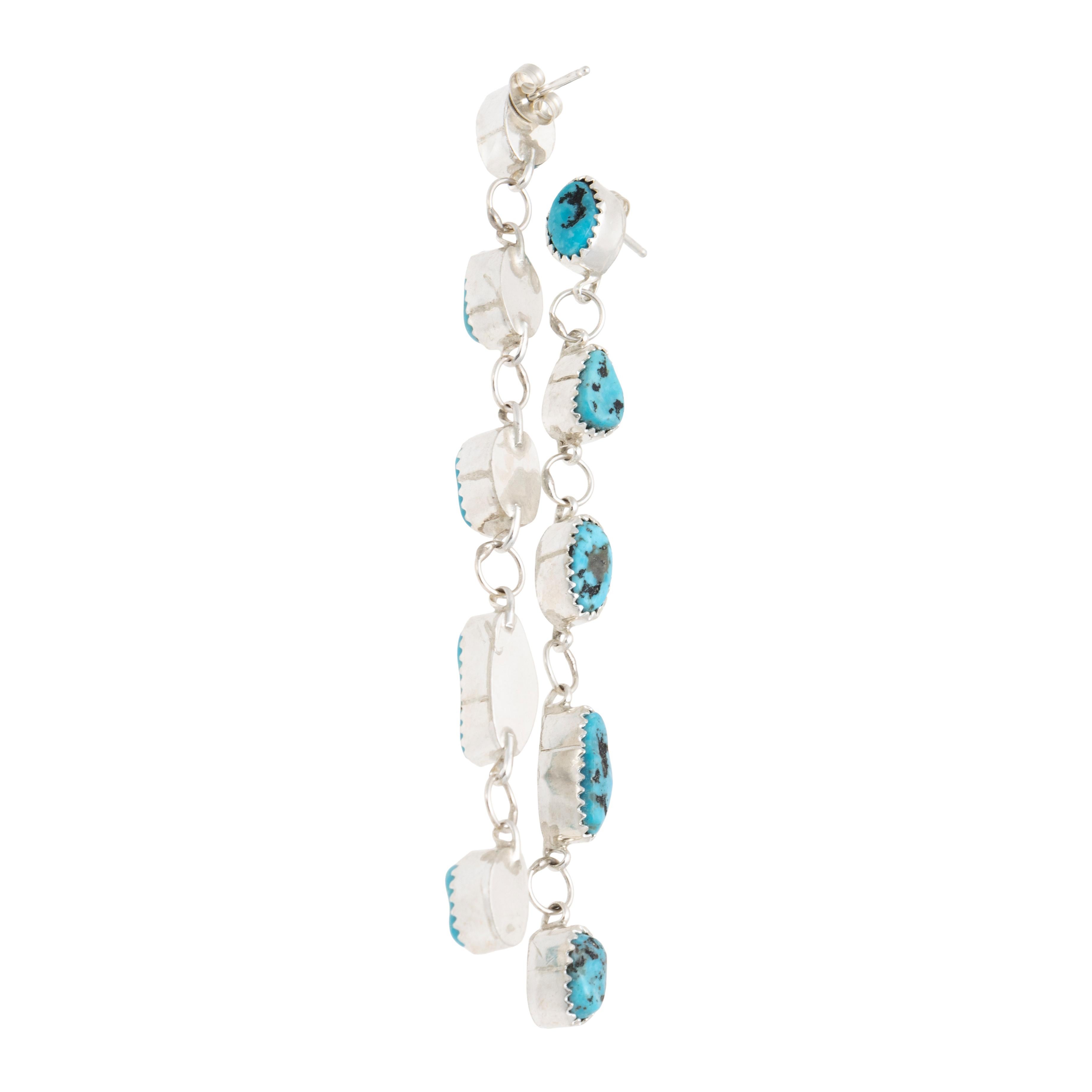 Taglio misto Orecchini pendenti in turchese e argento sterling in vendita