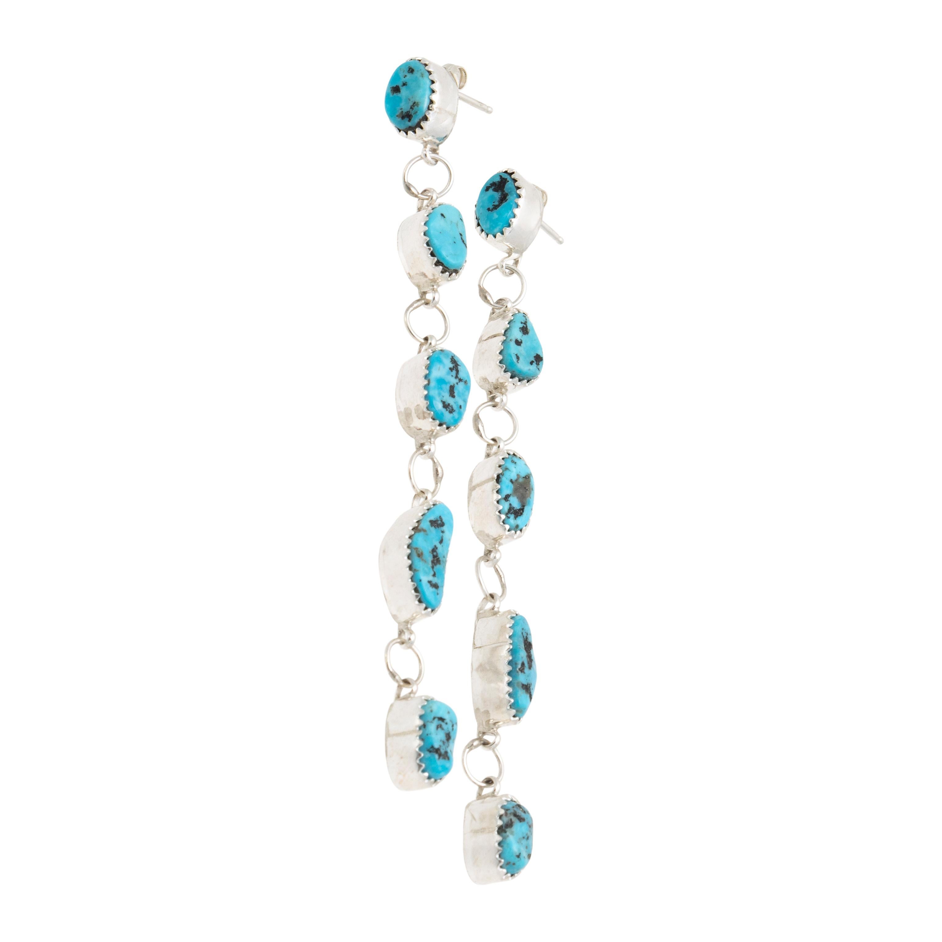 Orecchini pendenti in turchese e argento sterling In condizioni buone in vendita a Coeur d Alene, ID