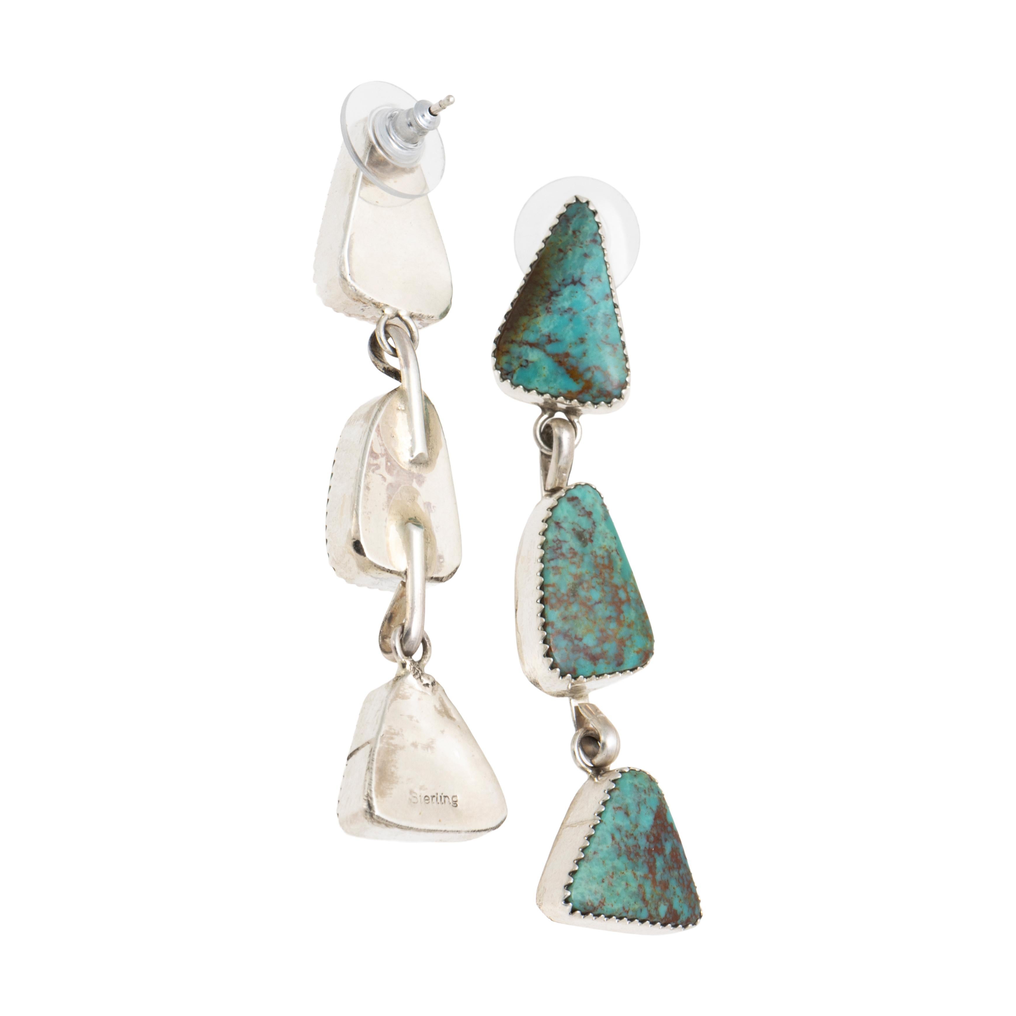 Orecchini pendenti in turchese e argento sterling In condizioni buone in vendita a Coeur d Alene, ID