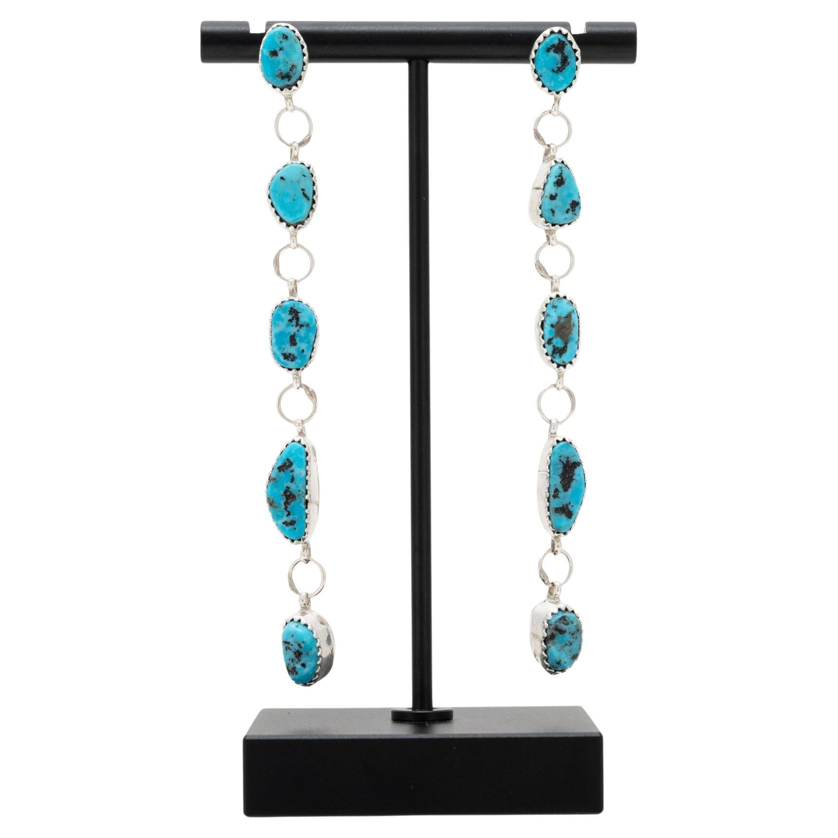 Orecchini pendenti in turchese e argento sterling