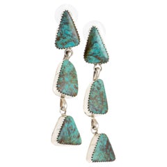 Used Turquoise and Sterling Silver Dangle Earrings