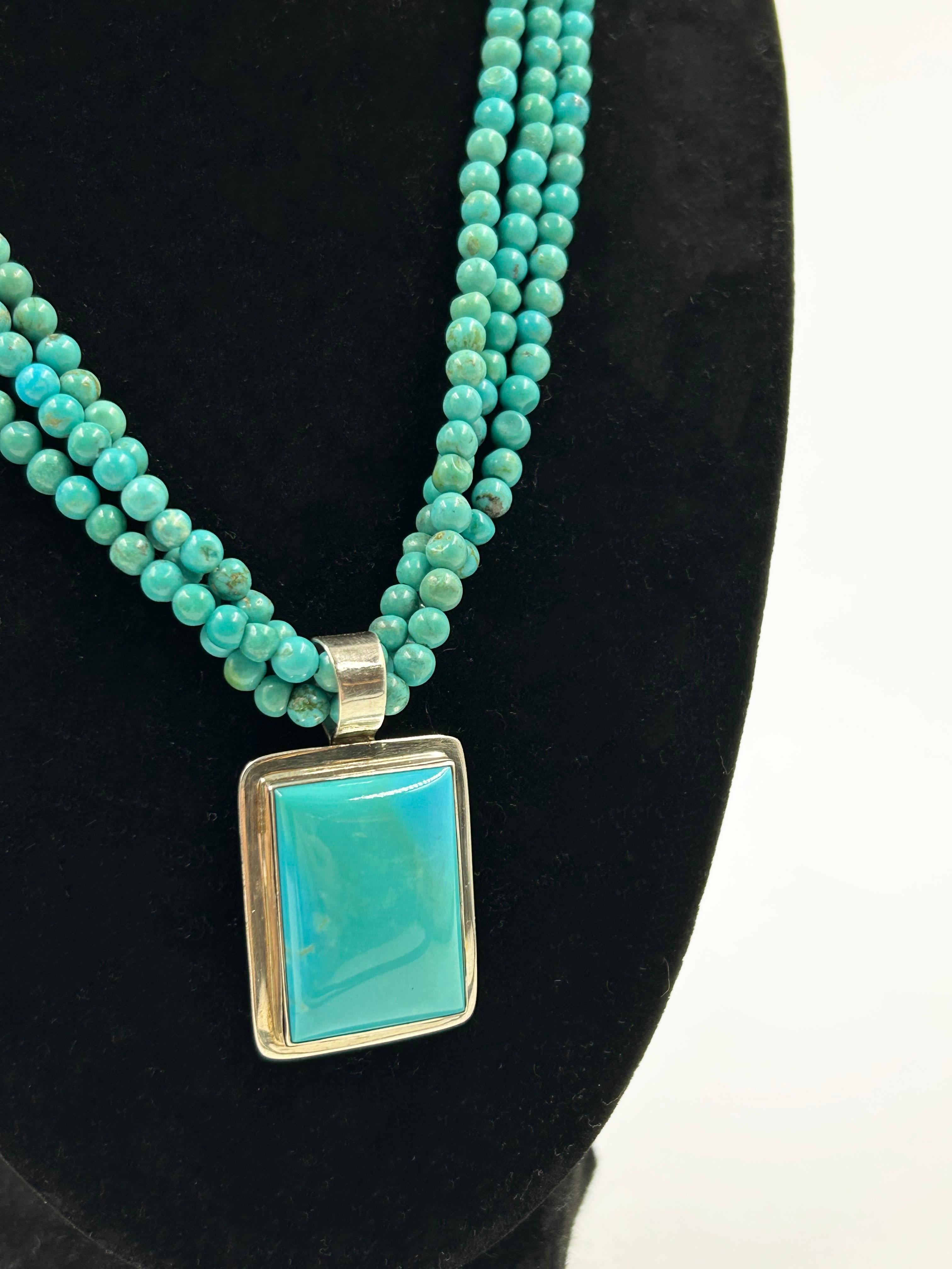 Fait main Collier de turquoise et d'argent en vente
