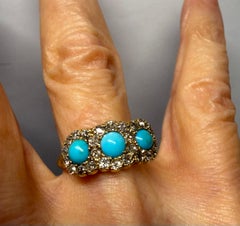 Turquoise and Twinkling Diamond Band Ring