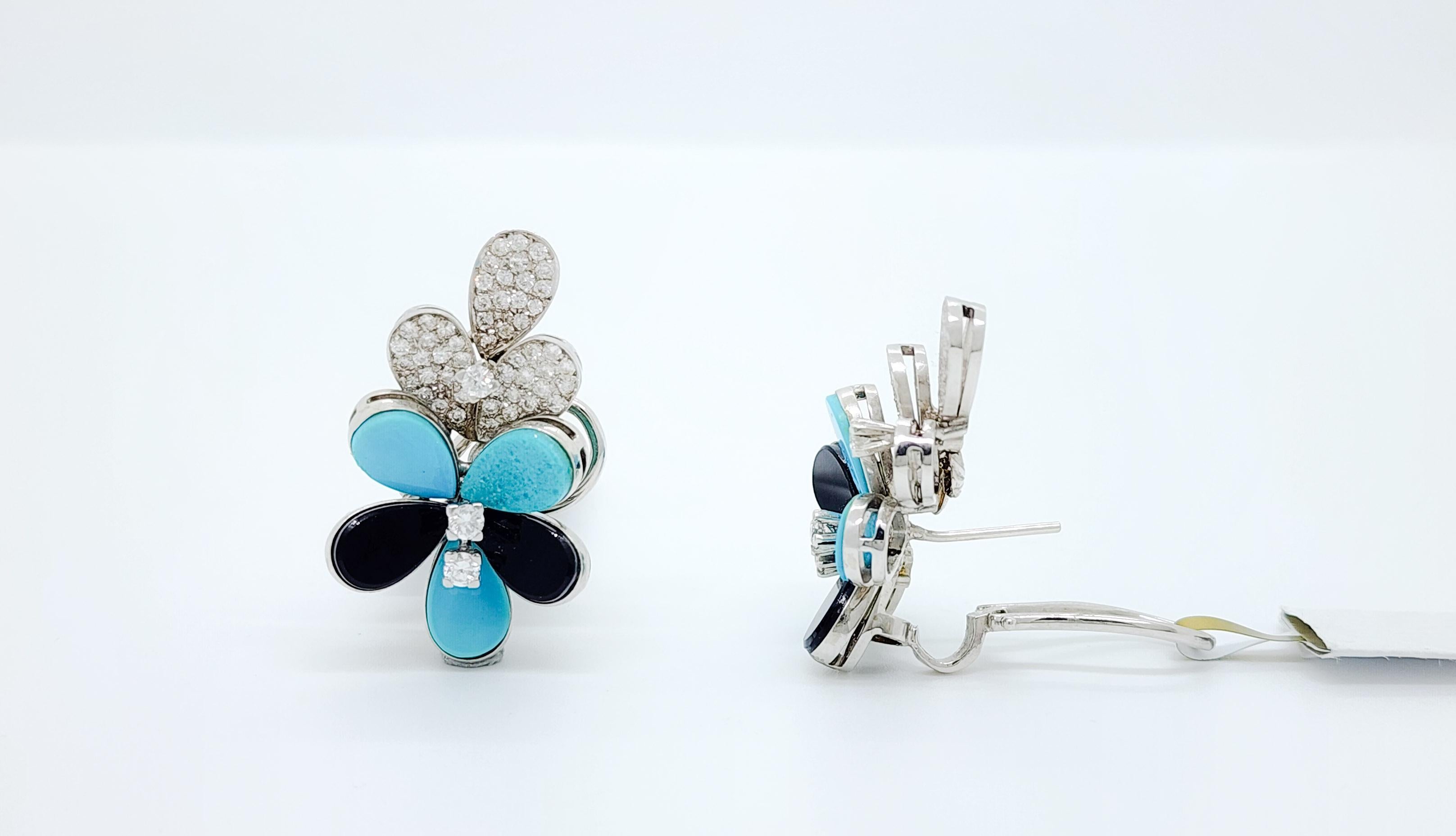 white gold and turquoise earrings