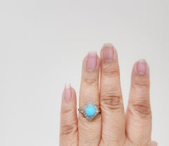 Turquoise and White Diamond Ring in Platinum