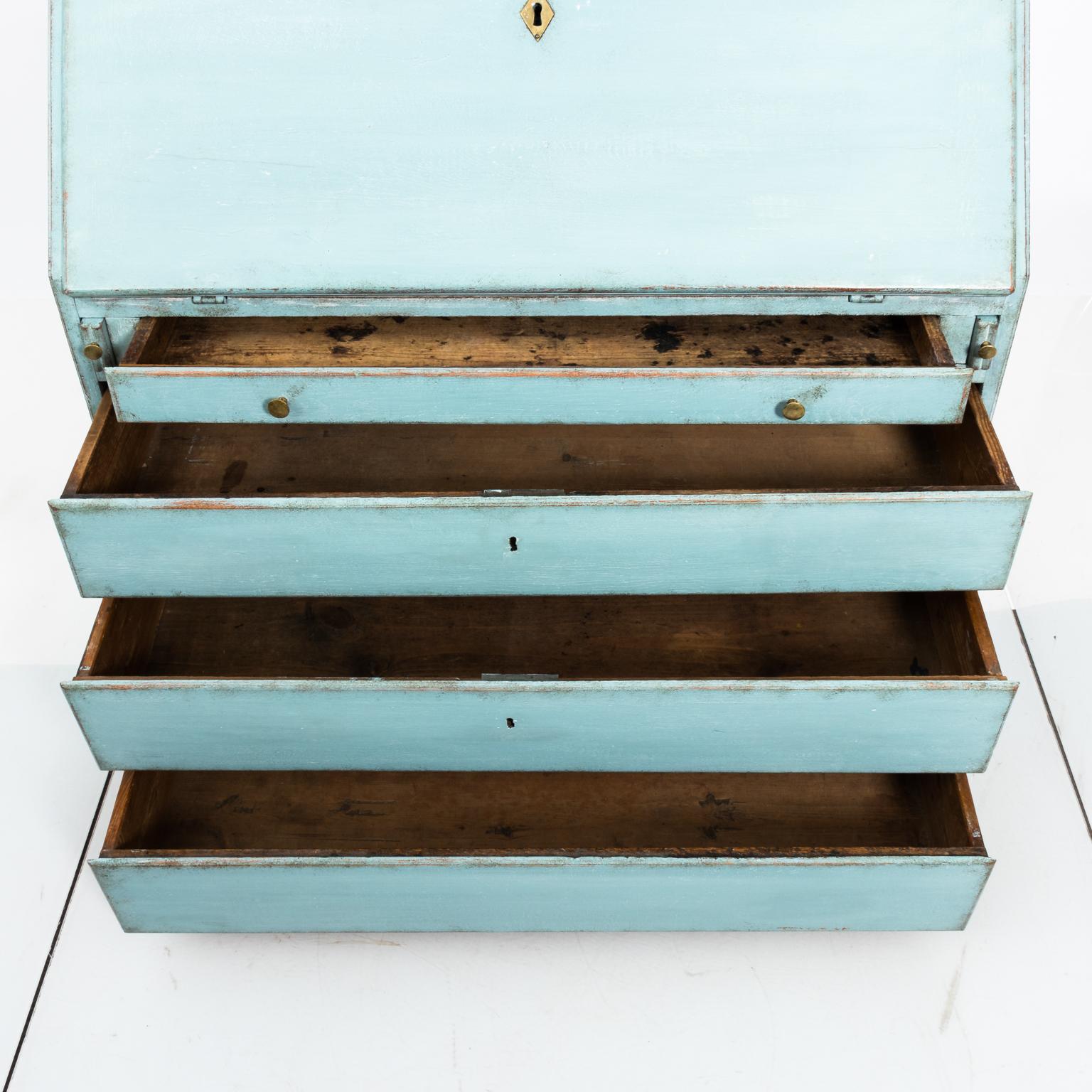 Turquoise and White Painted Empire Writing Table, circa 1820s For Sale 5