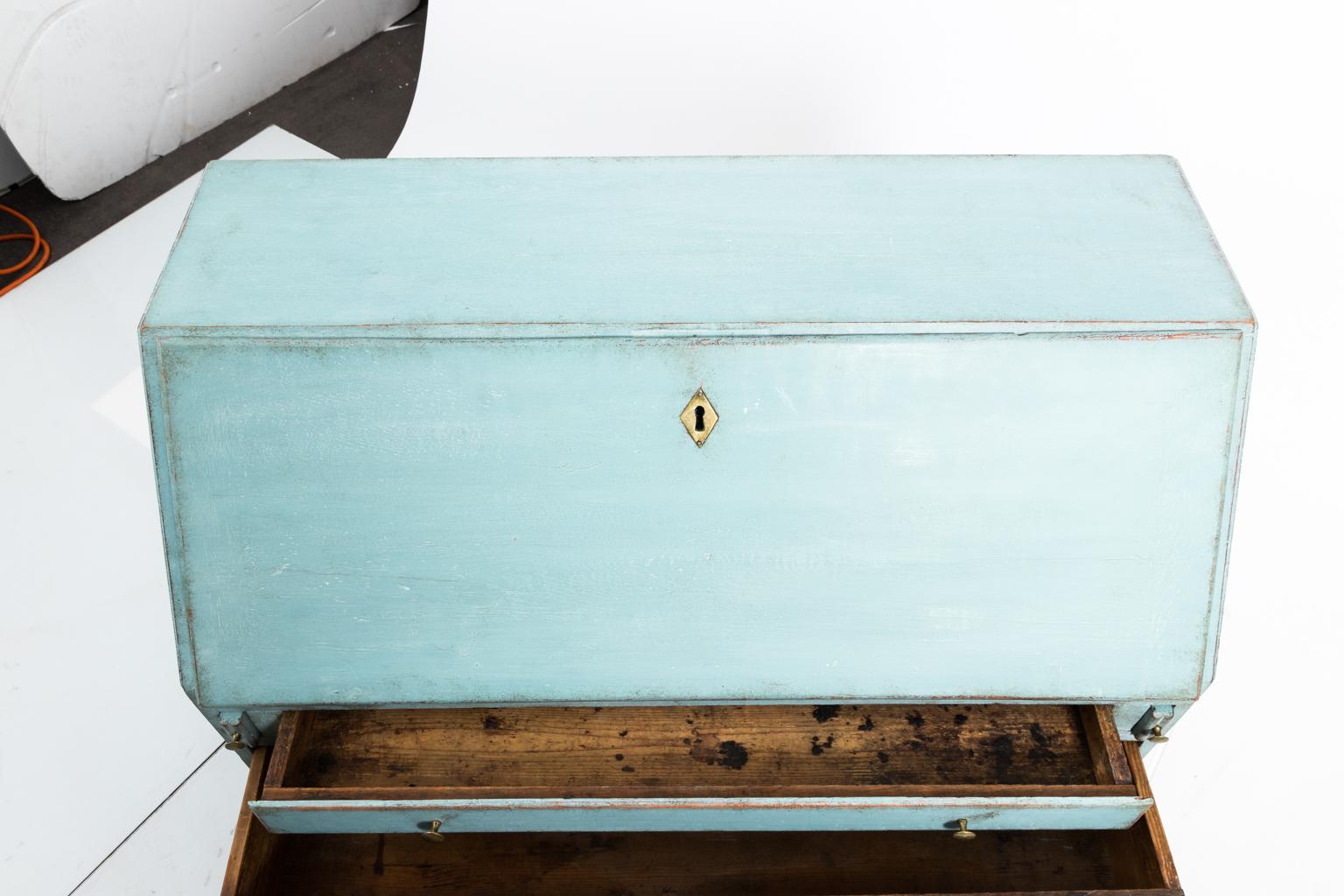 Turquoise and White Painted Empire Writing Table, circa 1820s For Sale 7