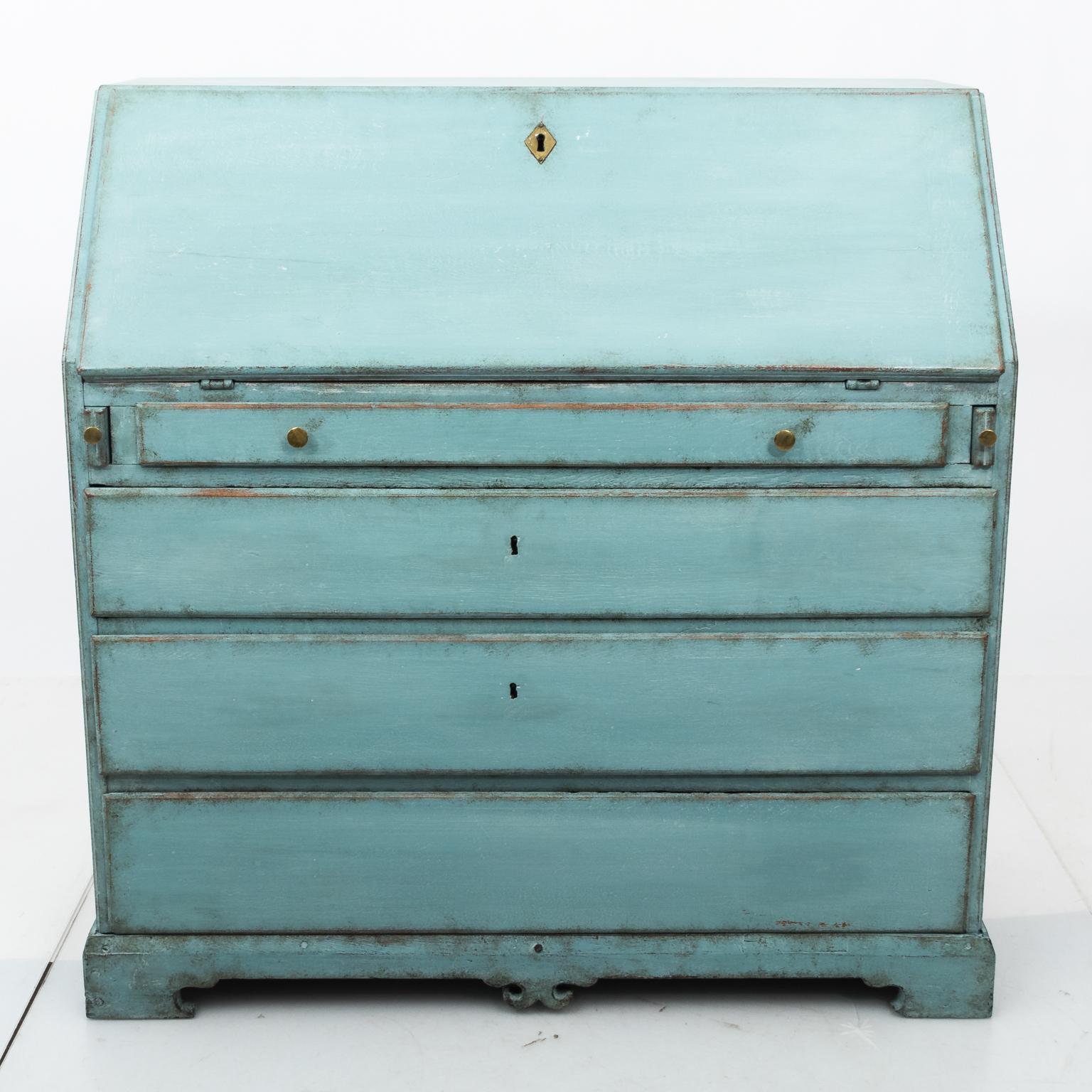 Turquoise and White Painted Empire Writing Table, circa 1820s For Sale 1