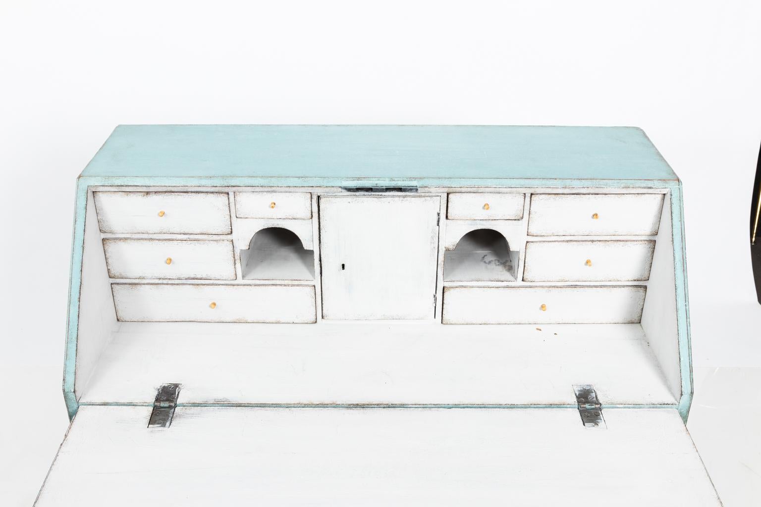 Turquoise and White Painted Empire Writing Table, circa 1820s For Sale 2