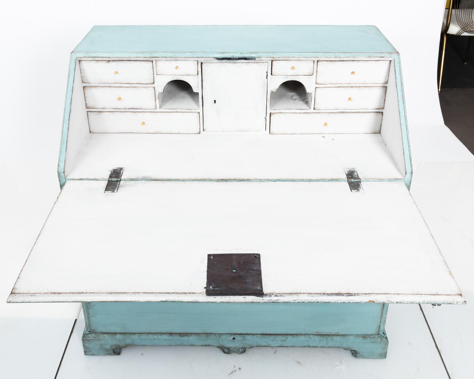 Turquoise and White Painted Empire Writing Table, circa 1820s For Sale 3