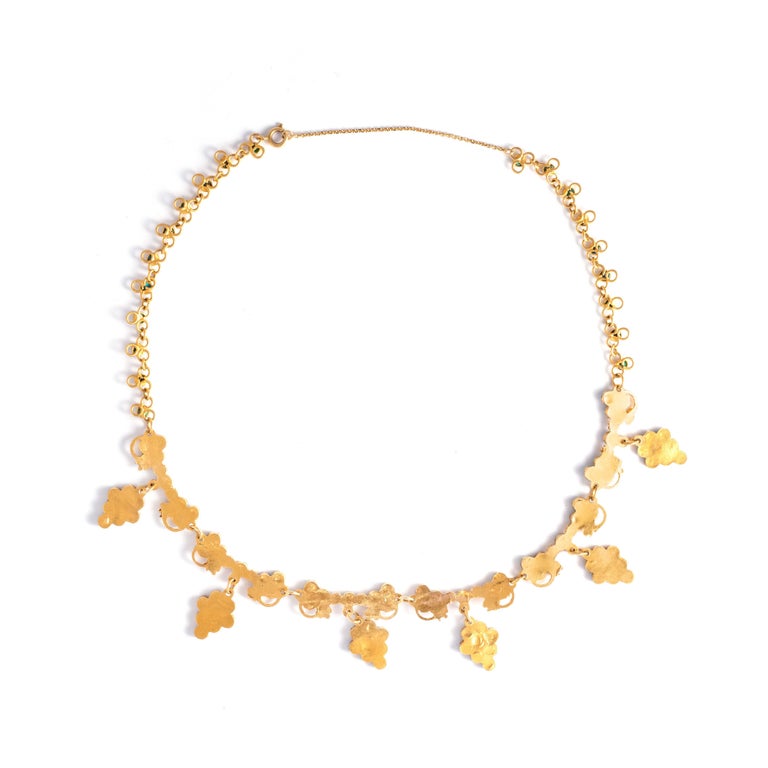 9ct Yellow Gold Turquoise Petal Necklace 41+2.5cm main image 1