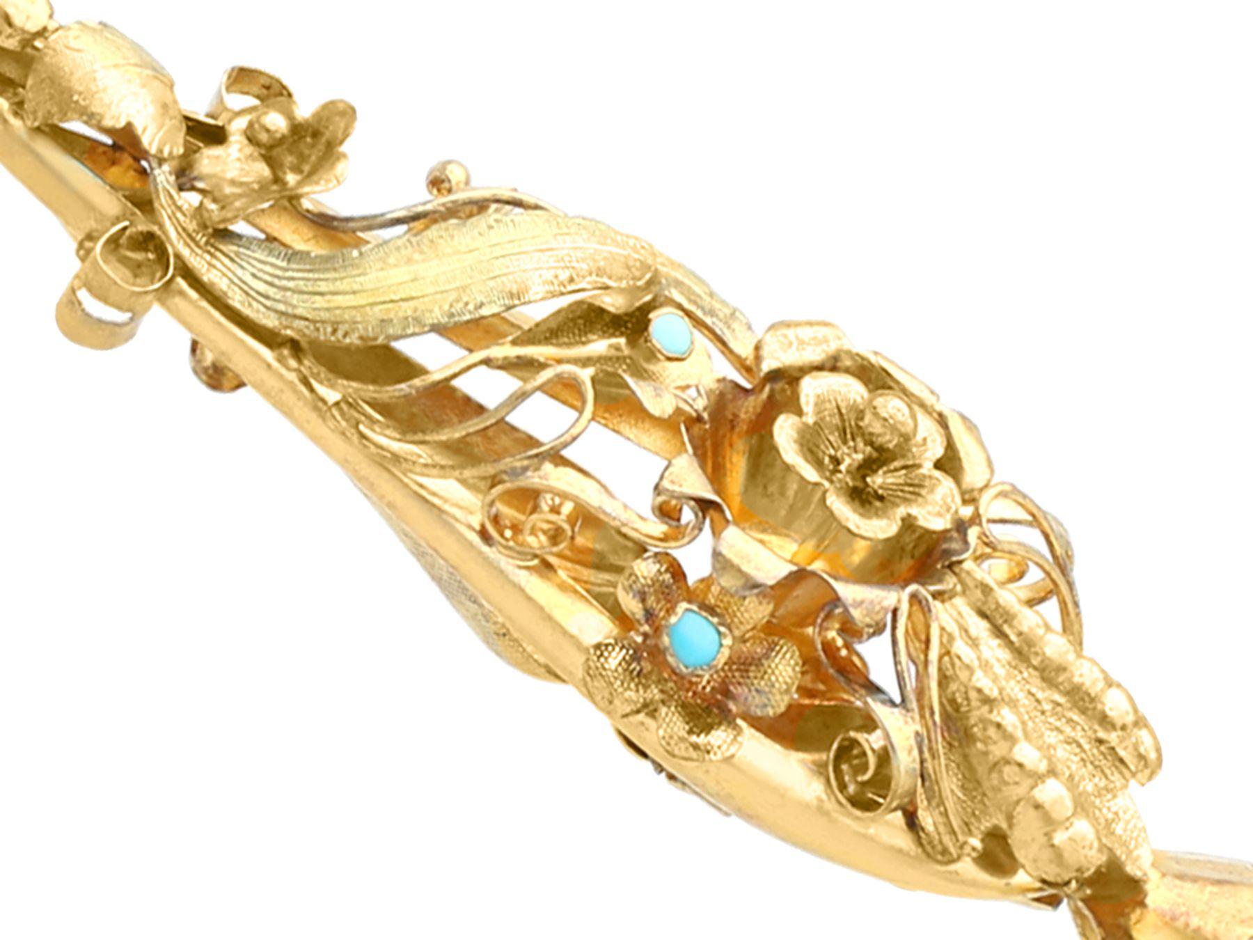 Antique 0.45 Carat Turquoise and Yellow Gold Earrings 1