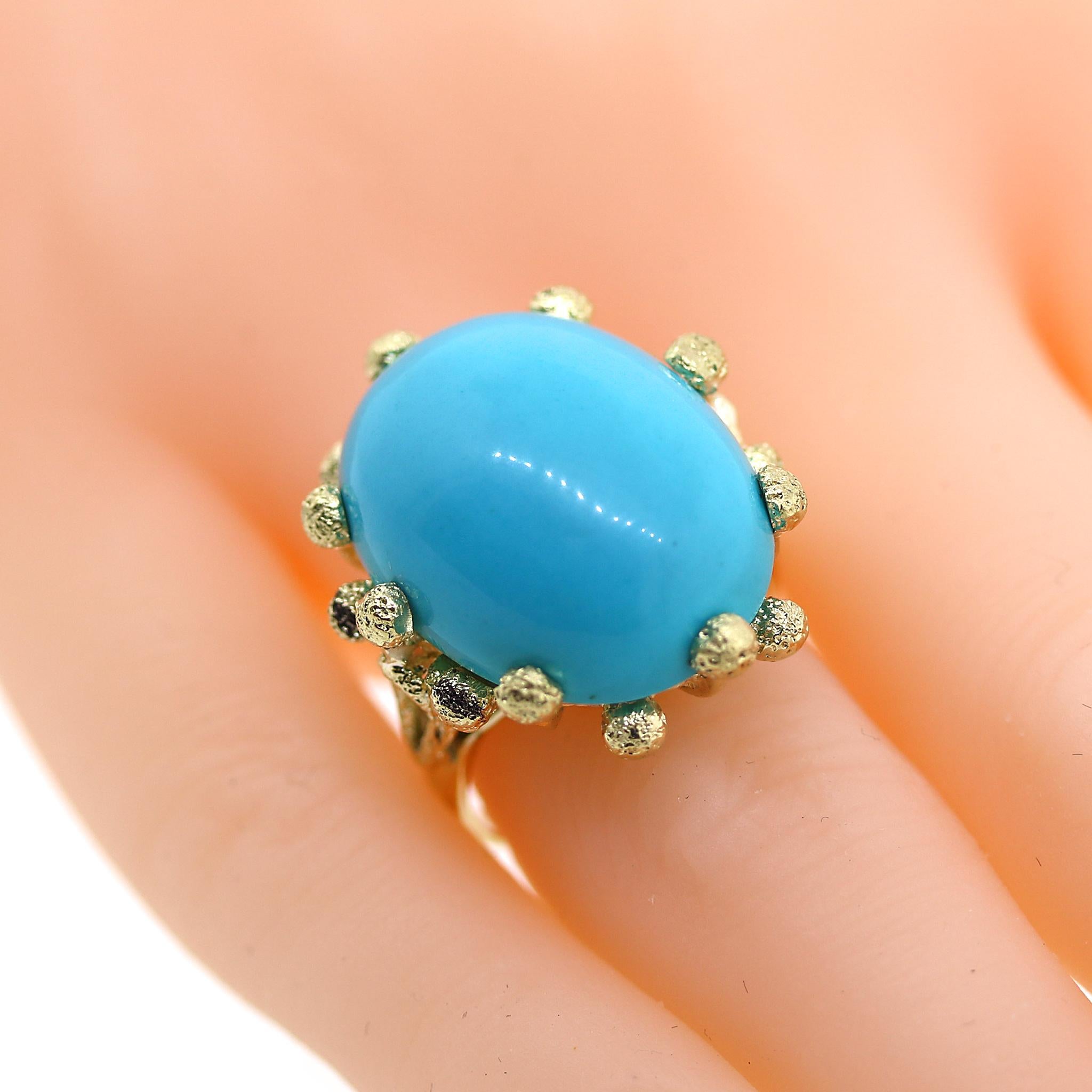 Women's Turquoise and Yellow Gold Ocean Reef Ring For Sale
