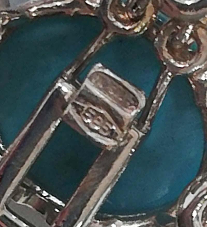 Women's Turquoise, Aquamarine, Diamonds, 14 Karat White Gold Bracelet. For Sale