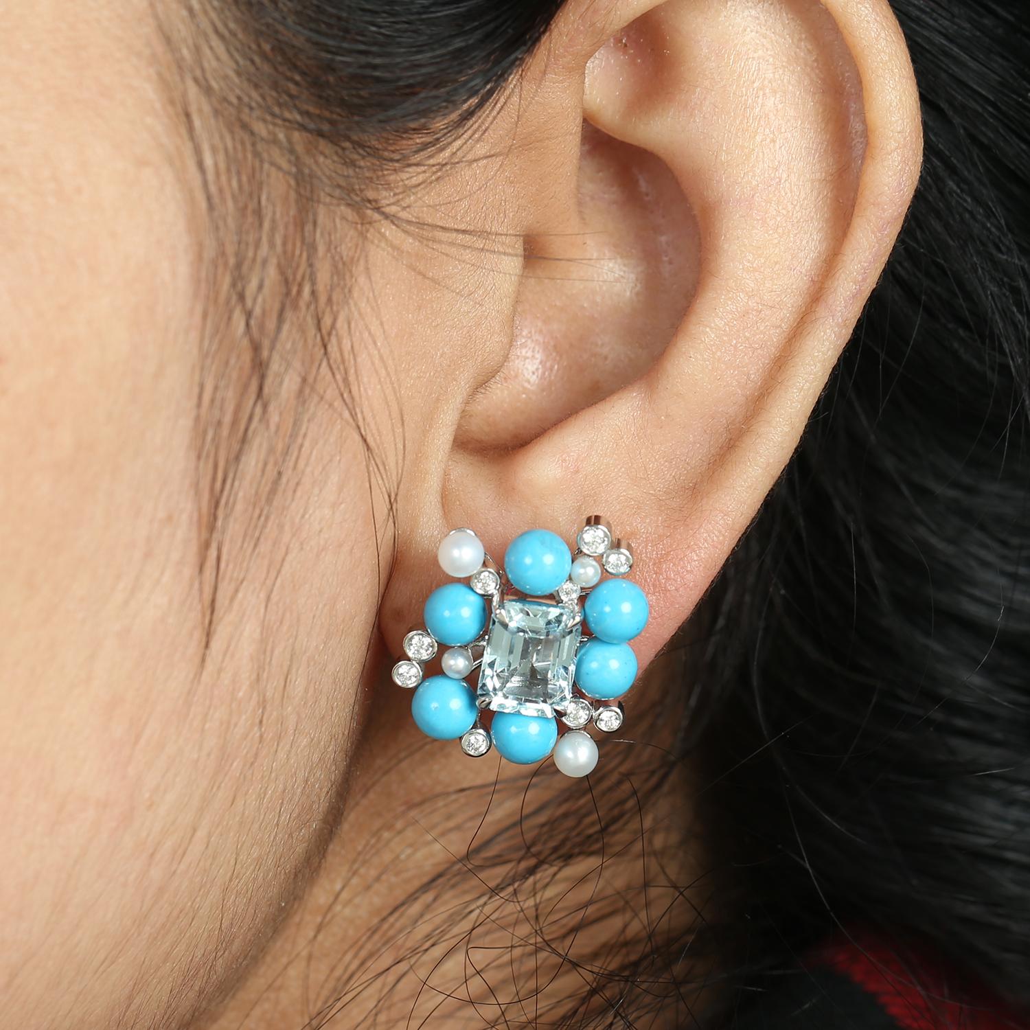 14KT:6.296g,D:0.35ct, Aqua:4.54ct,Pear:1.54ct,Turq:9.33ct, 21X19 MM
