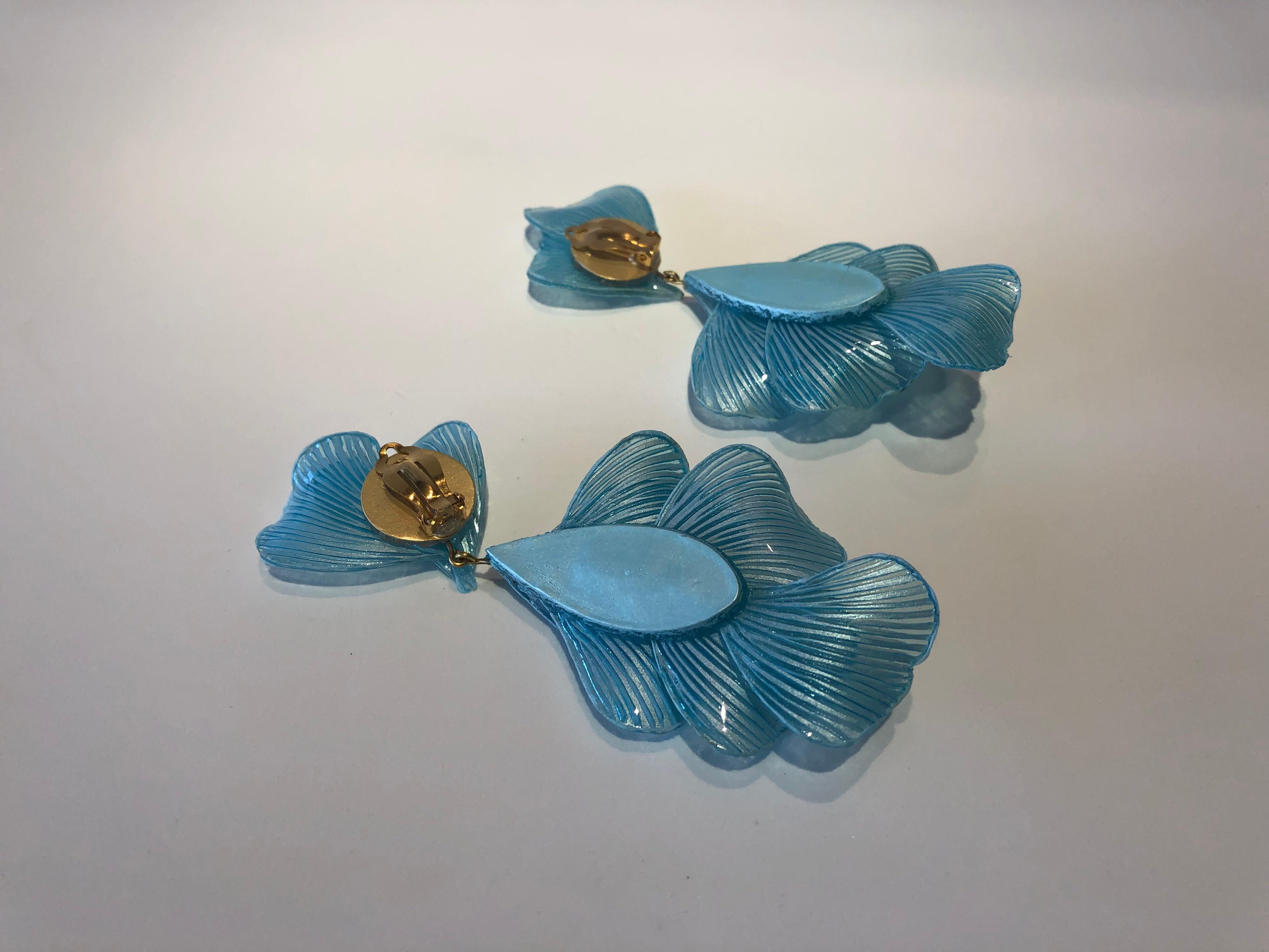 Turquoise Architectural Wave Chandelier Statement Earrings In New Condition In Palm Springs, CA