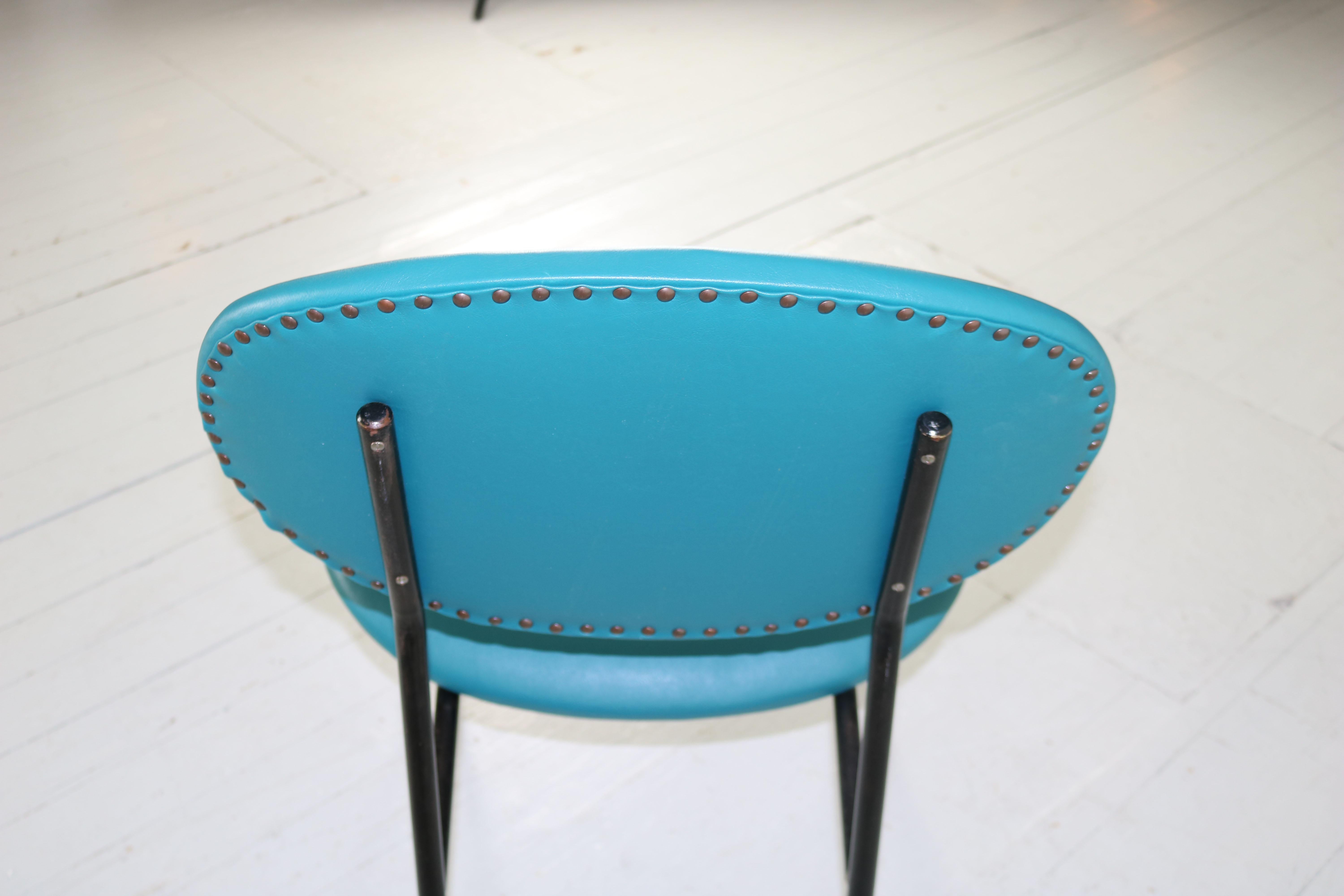 Turquoise Armchair with Imitation Leather Cover, Italy, 1950s 2