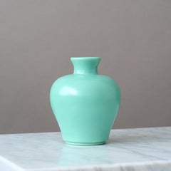 Turquoise Art Deco Ceramic Vase by Ewald Dahlskog, Bo Fajans, Sweden, 1930s.