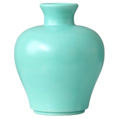 Turquoise Art Deco Ceramic Vase by Ewald Dahlskog, Bo Fajans, Sweden, 1930s.