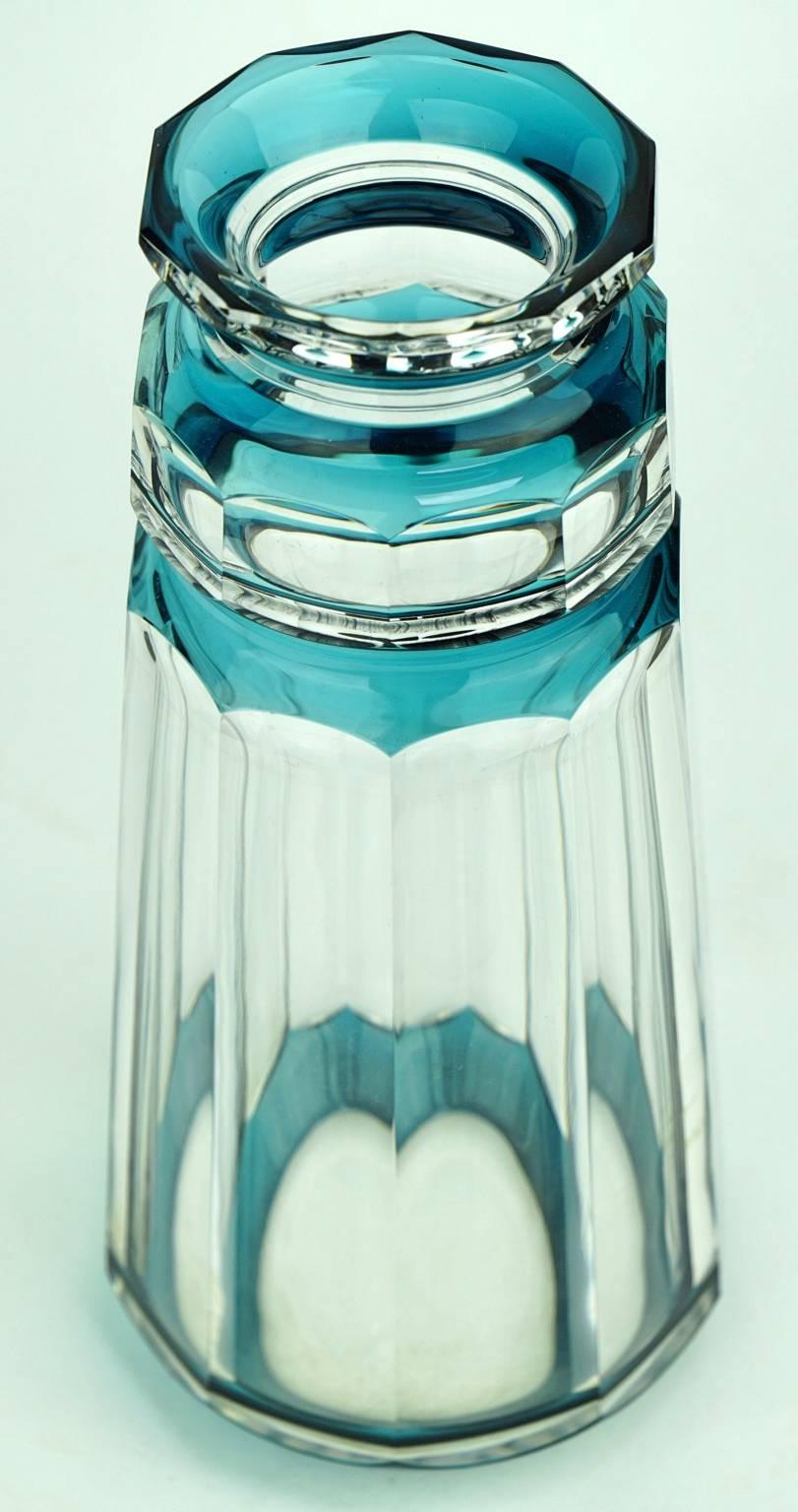 Belgian Turquoise Art Deco Val Saint Lambert Vase by Charles Graffart For Sale