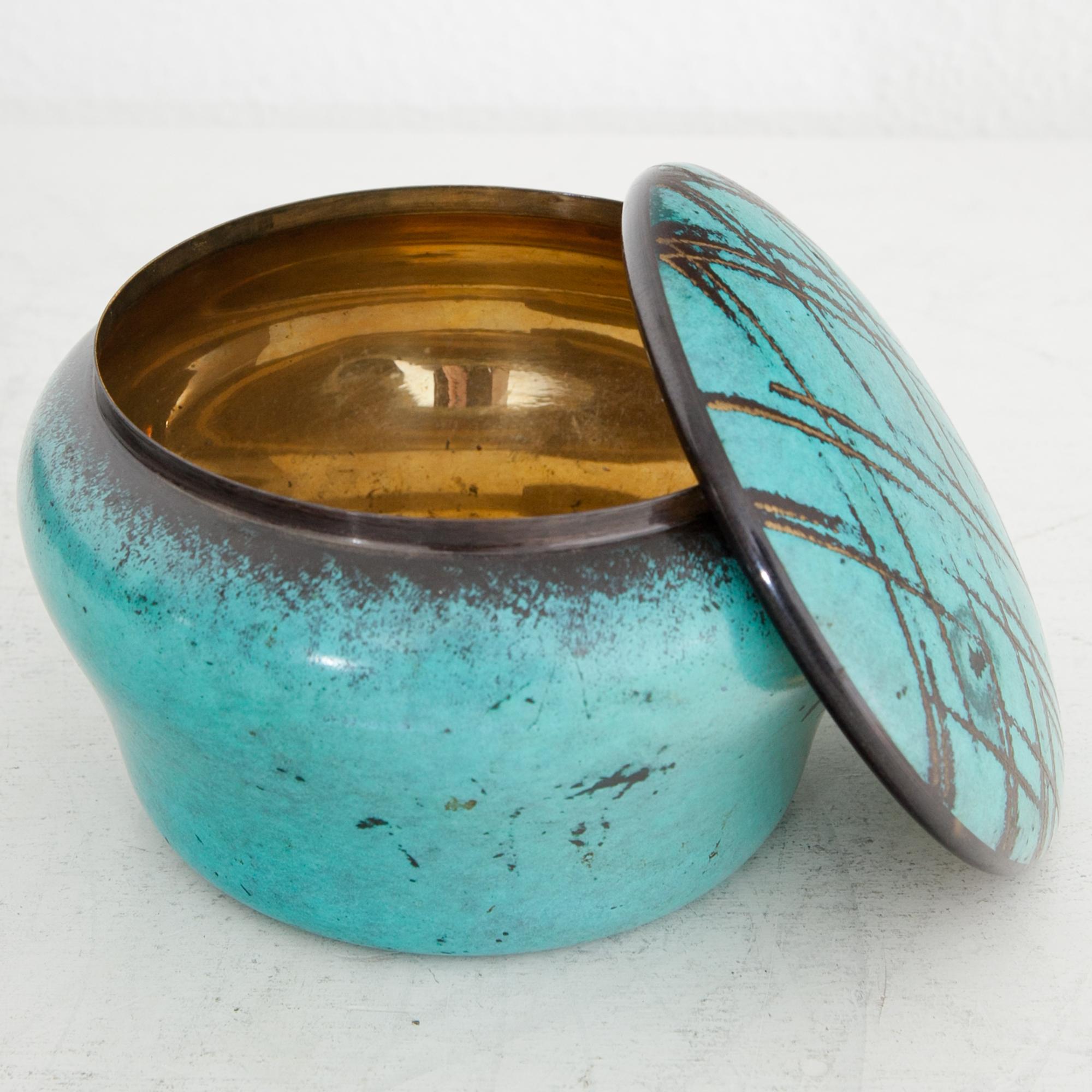 Early 20th Century Turquoise Art Deco WMF Ikora Jar with Lid Germany 1920 For Sale
