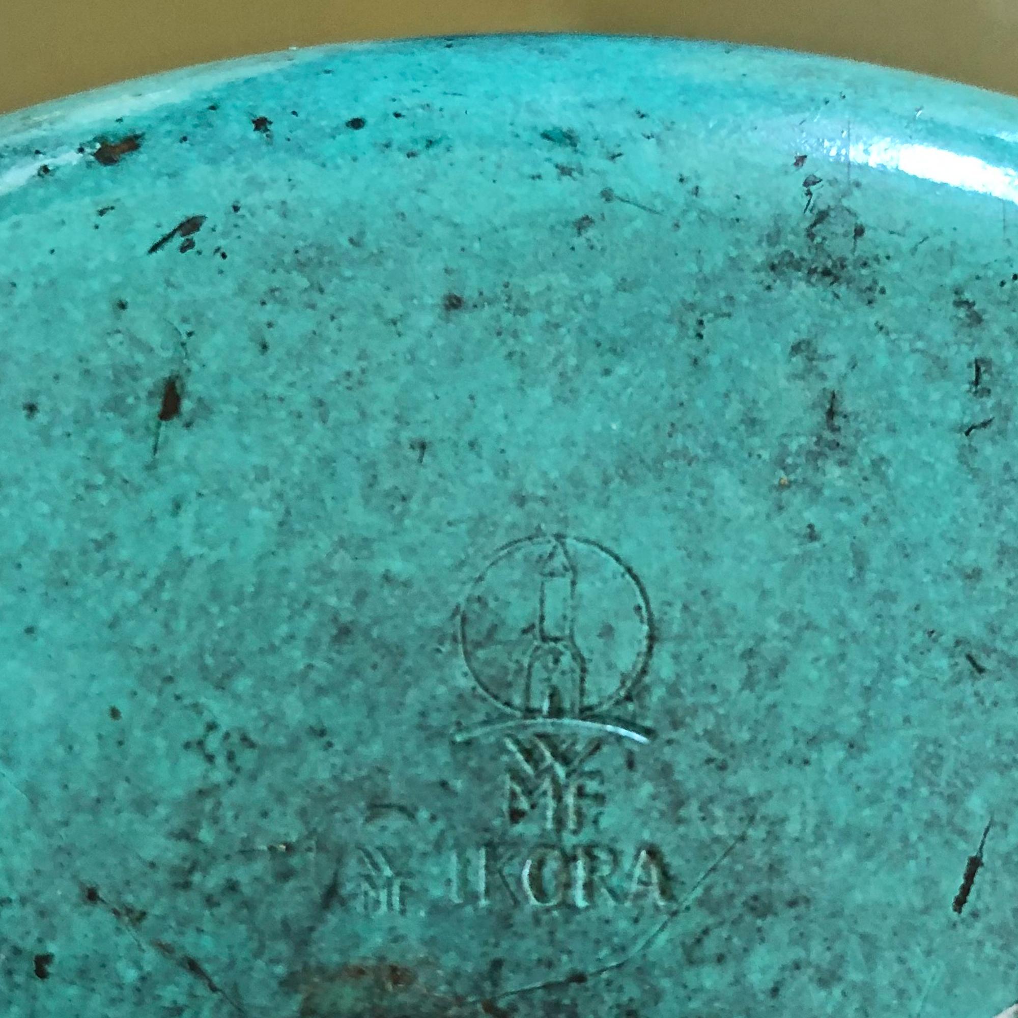 Turquoise Art Déco WMF Ikora avec couvercle Allemagne 1920 en vente 1