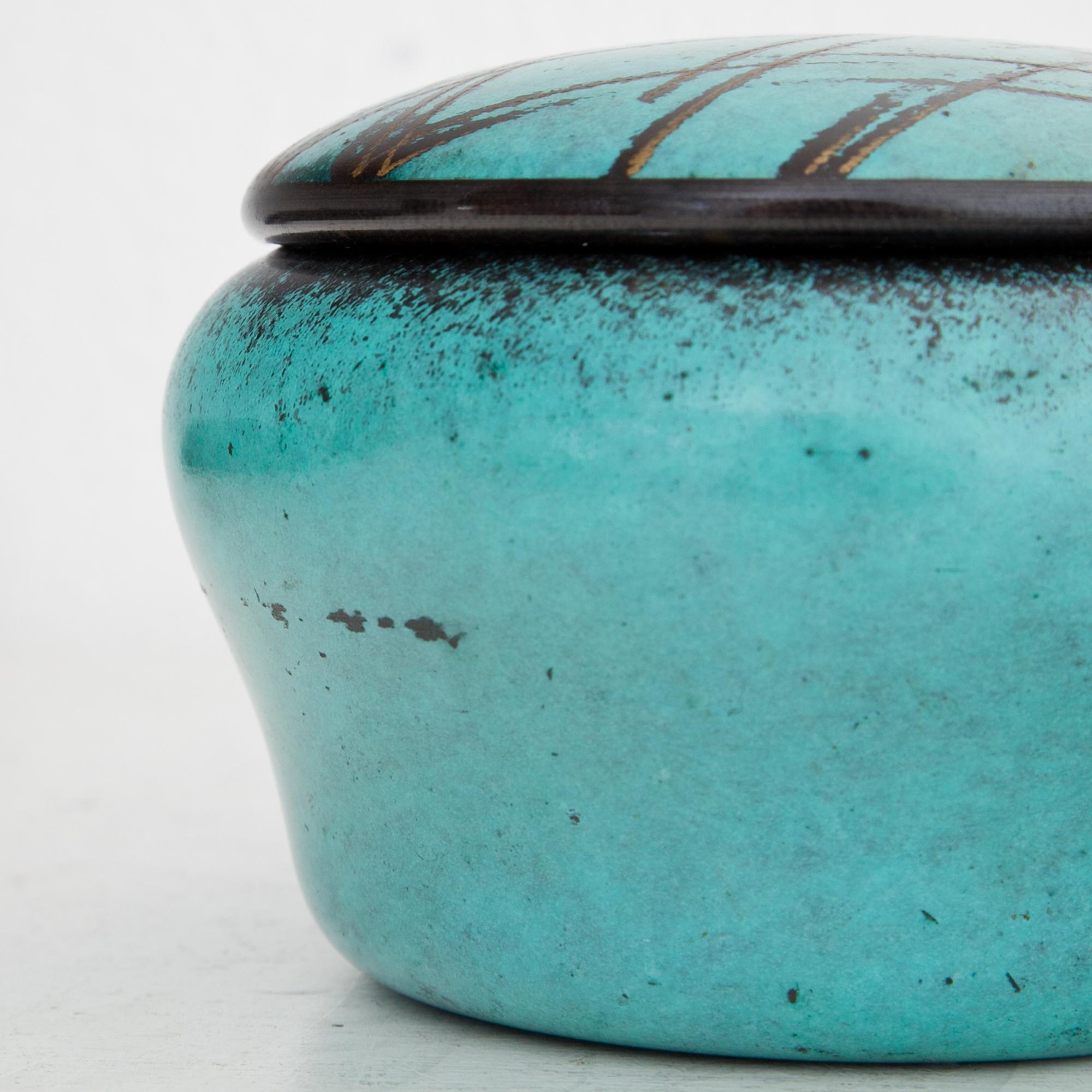 Turquoise Art Deco WMF Ikora Jar with Lid Germany 1920 For Sale 4