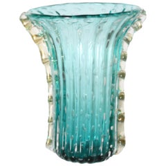 Turquoise Barovier 
Toso Glass Vase, circa 1950