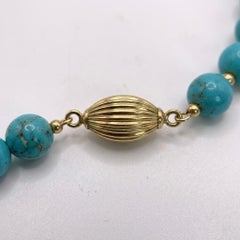 Turquoise Bead 18k Yellow Gold Necklace
