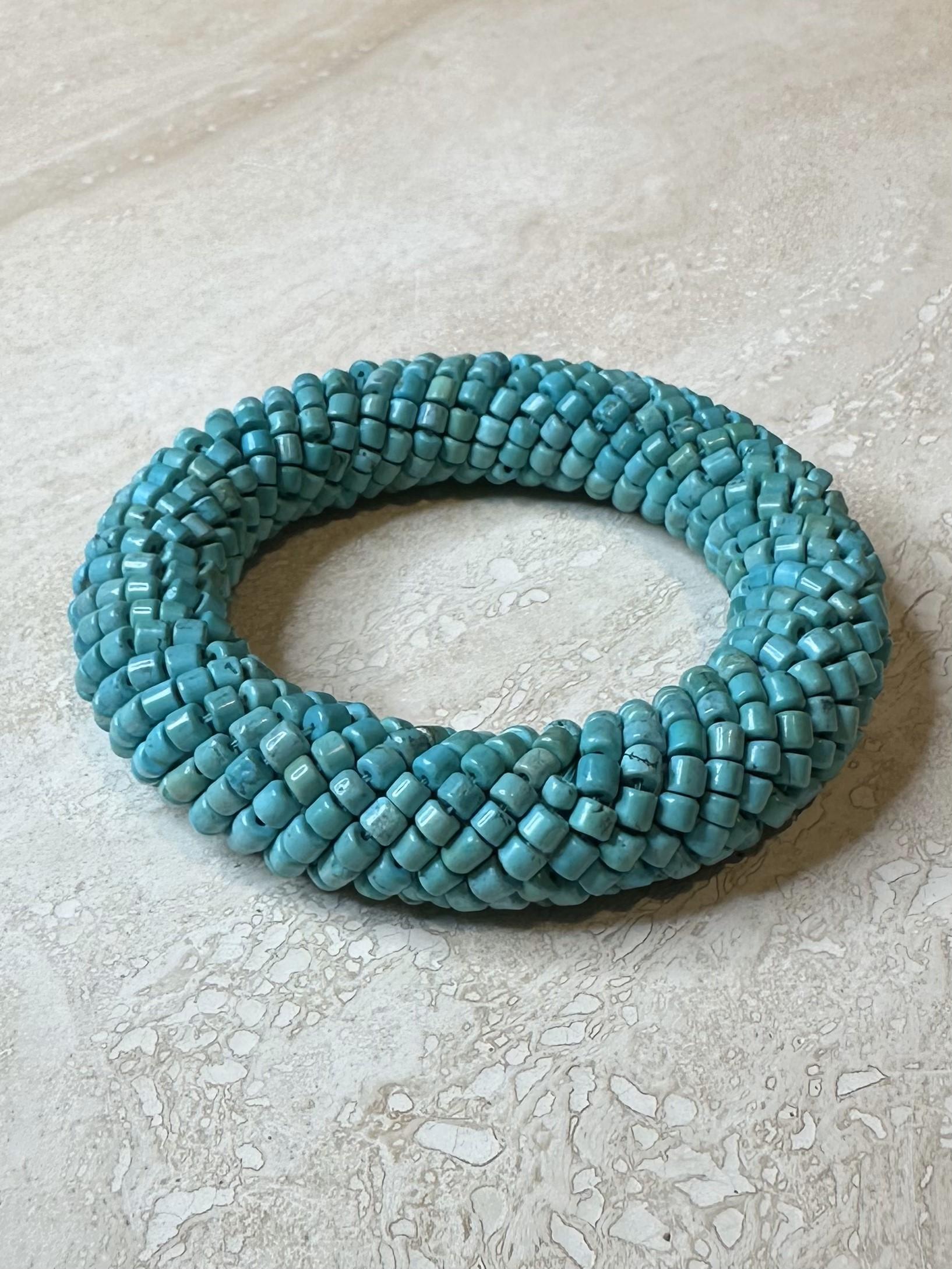 Regency Vintage Boho Turquoise Beaded Bangle