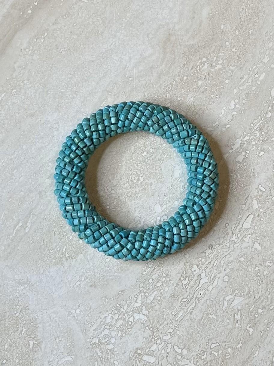 Women's or Men's Vintage Boho Turquoise Beaded Bangle