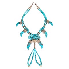 Turquoise Bear Claw Squash Blossom