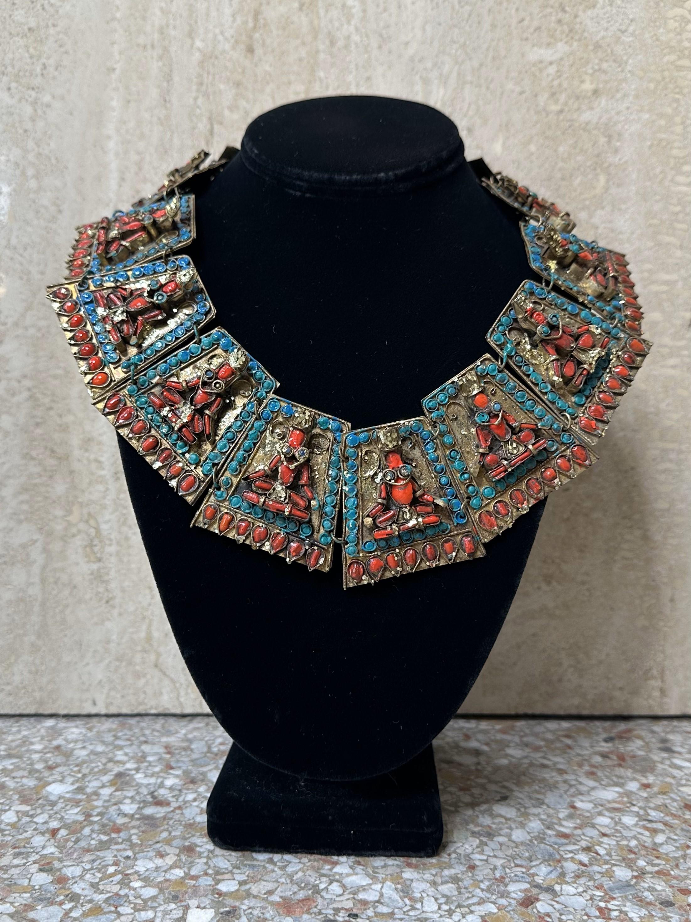 Artisan Vieux bracelet turquoise avec corail en vente