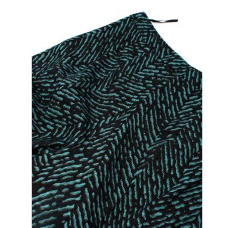 Prada Turquoise & Black Herringbone Printed Kickflare Trousers - Size xxs For Sale 4
