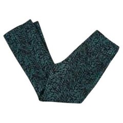 Prada Turquoise & Black Herringbone Printed Kickflare Trousers - Size xxs
