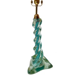 Turquoise Blown Glass Lamp