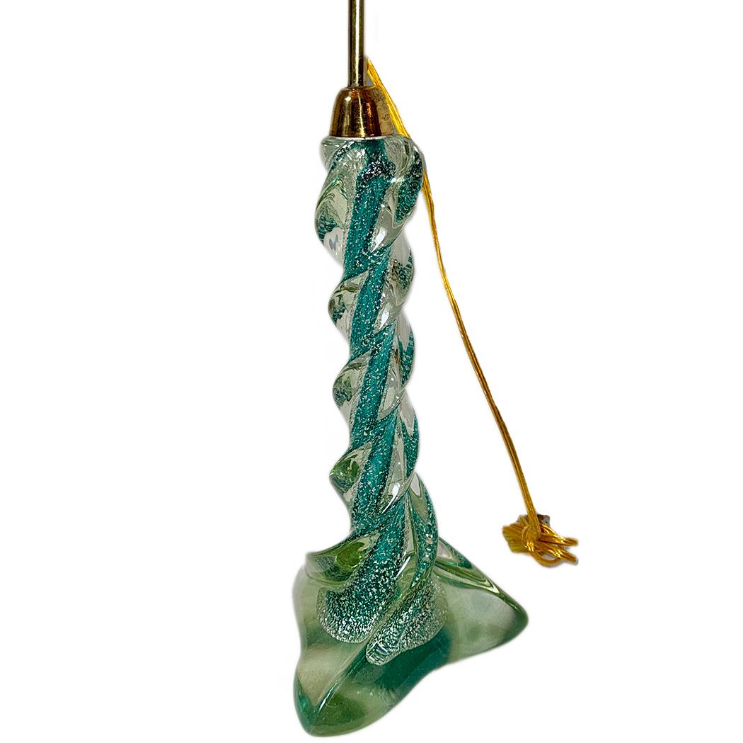 italien Lampe en verre soufflé turquoise en vente