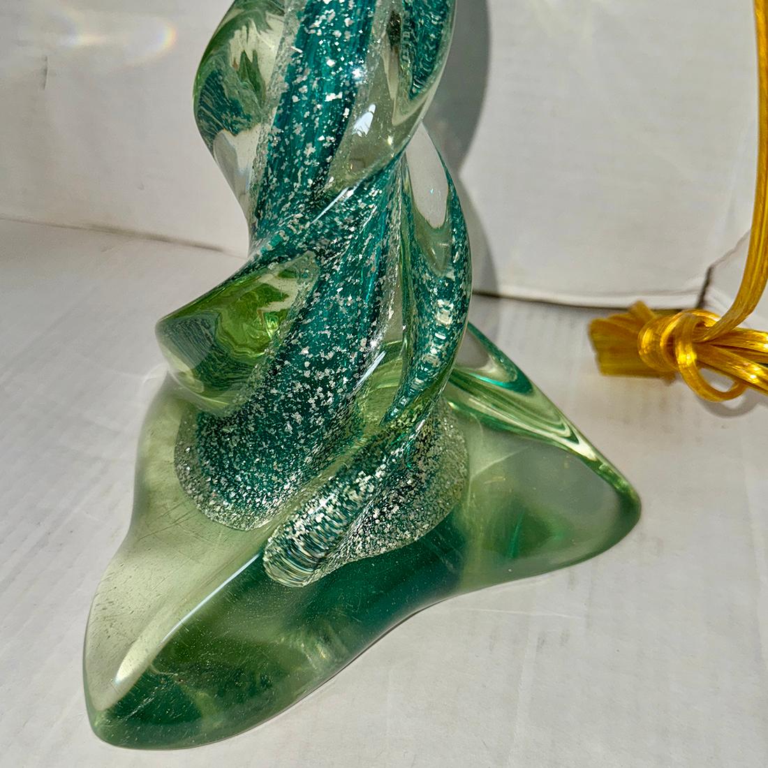 Verre de Murano Lampe en verre soufflé turquoise en vente