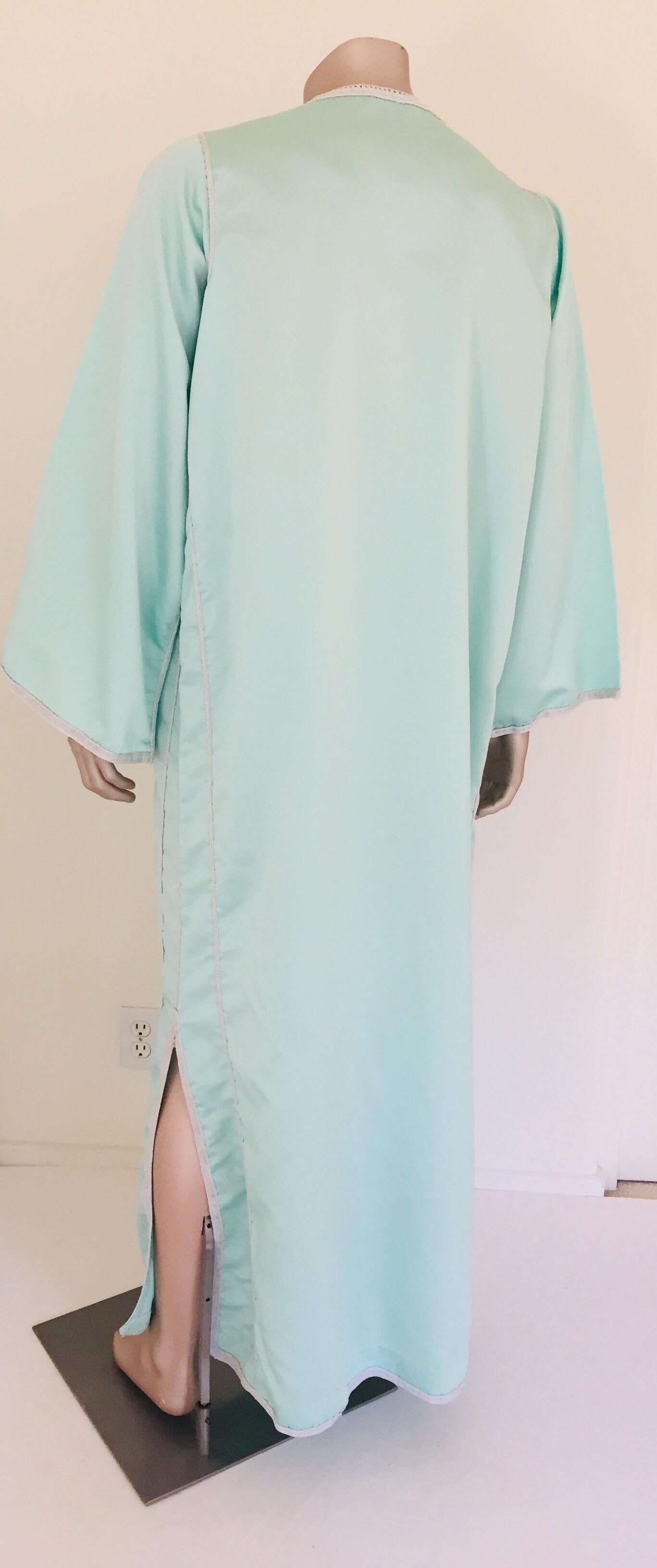 Moorish Turquoise Blue 1970s Maxi Dress Caftan For Sale 10
