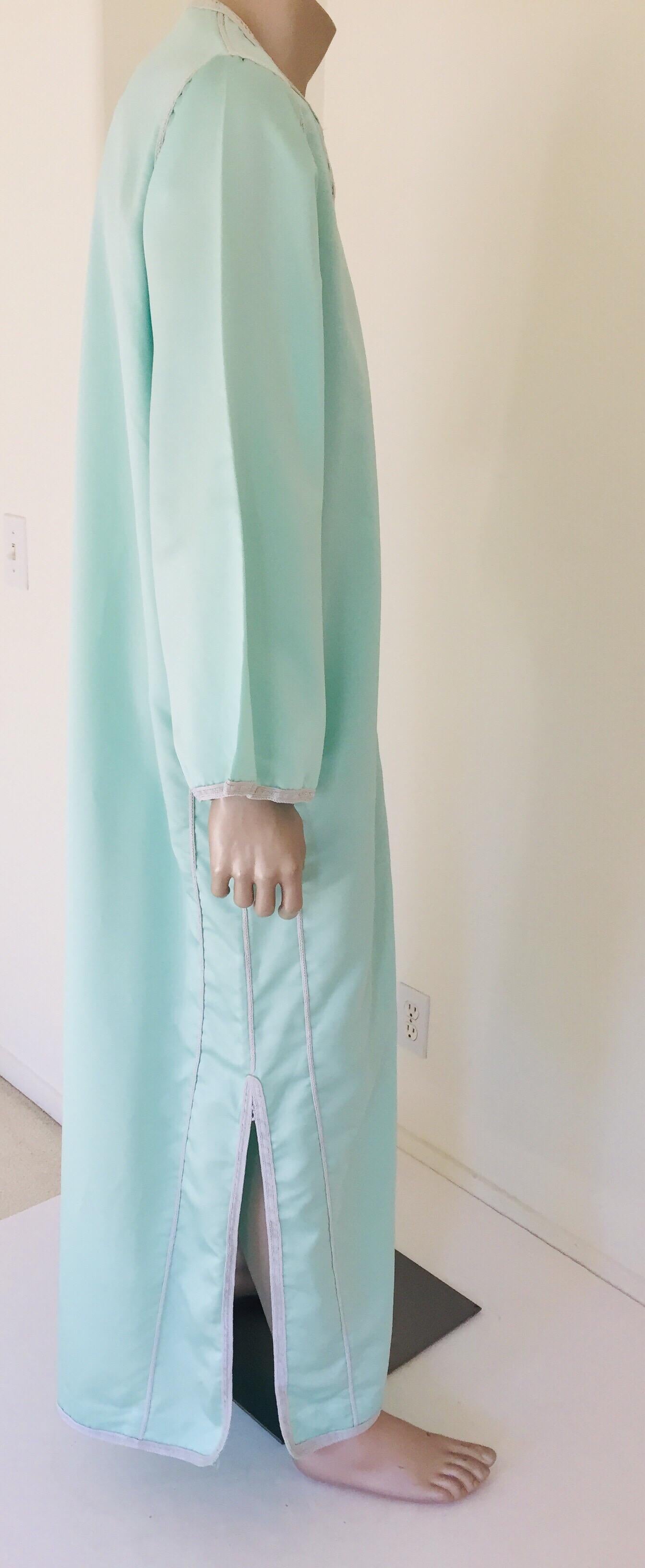 Moorish Turquoise Blue 1970s Maxi Dress Caftan For Sale 12