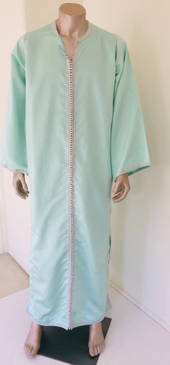 Moorish Style Maxi Dress Caftan, Handmade Vintage 1970s Morocco